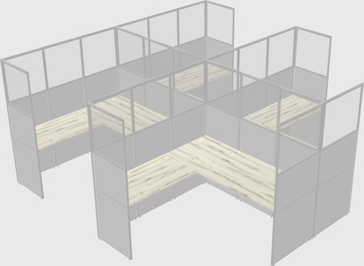Shared l-shaped cubicle
