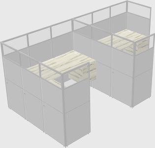 Shared l-shaped cubicle