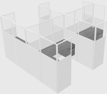 Shared l-shaped cubicle