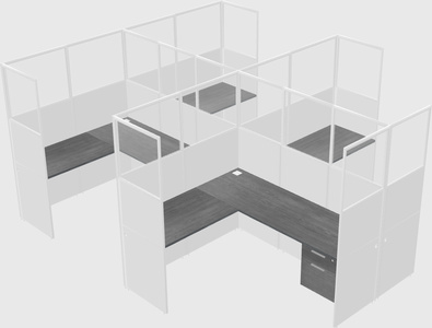 Shared l-shaped cubicle