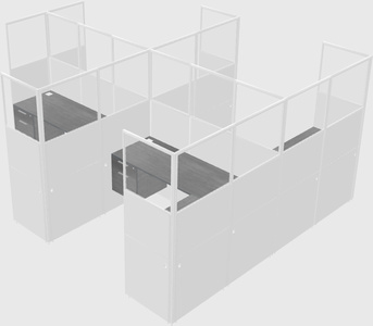 Shared l-shaped cubicle