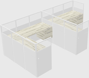 Shared l-shaped cubicle