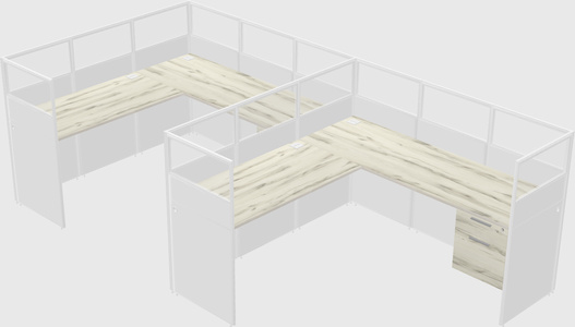 Shared l-shaped cubicle