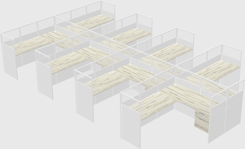 Shared l-shaped cubicle