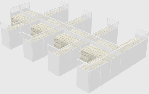 Shared l-shaped cubicle