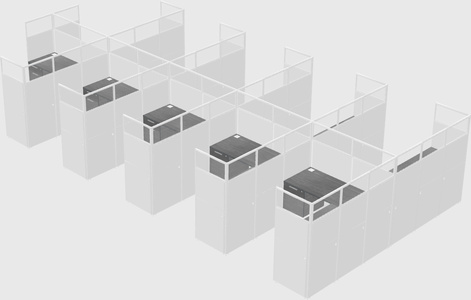Shared l-shaped cubicle