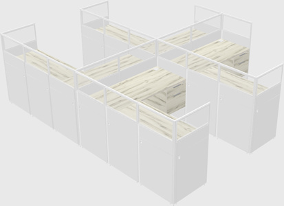 Shared l-shaped cubicle