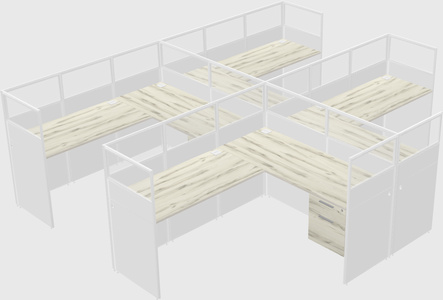Shared l-shaped cubicle