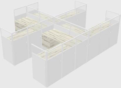 Shared l-shaped cubicle