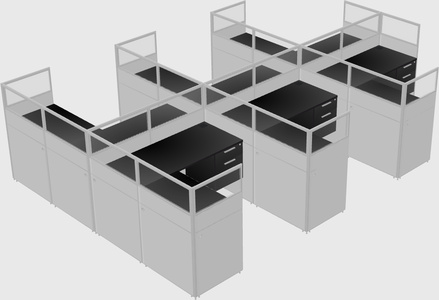 Shared l-shaped cubicle