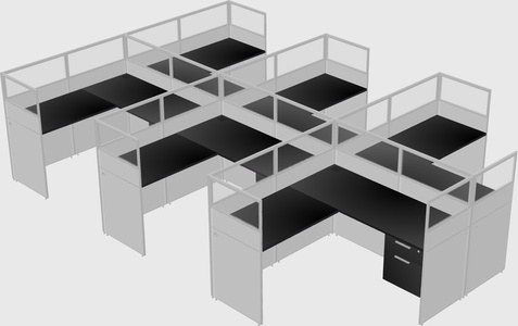 Shared l-shaped cubicle