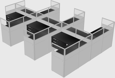 Shared l-shaped cubicle