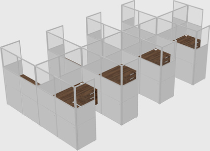 Shared l-shaped cubicle