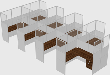 Shared l-shaped cubicle
