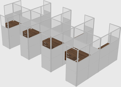 Shared l-shaped cubicle