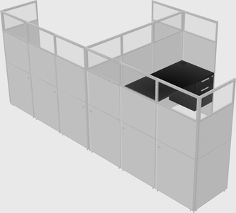 Shared l-shaped cubicle