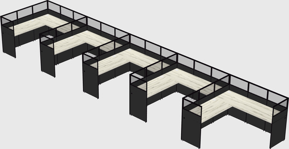 Shared l-shaped cubicle