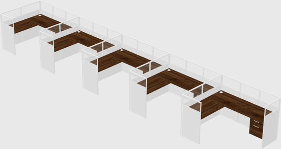 Shared l-shaped cubicle