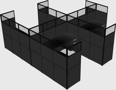 Shared l-shaped cubicle