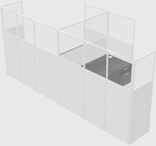 Shared l-shaped cubicle