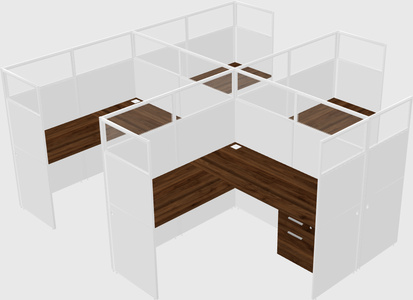 Shared l-shaped cubicle