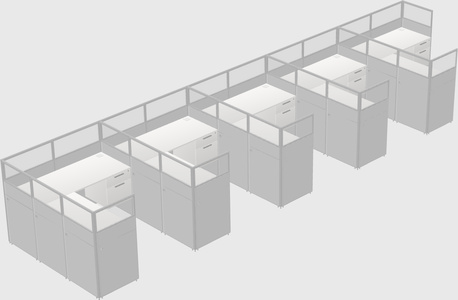 Shared l-shaped cubicle