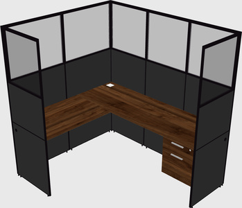 Shared l-shaped cubicle