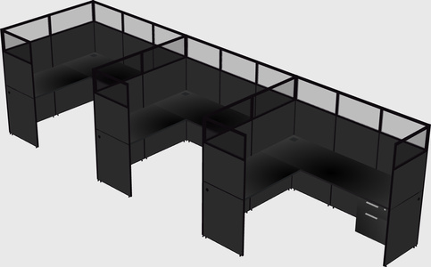 Shared l-shaped cubicle