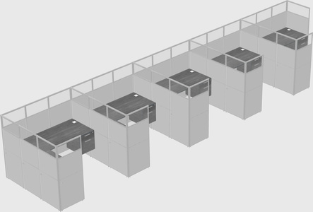 Shared l-shaped cubicle
