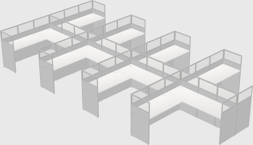Shared l-shaped cubicle