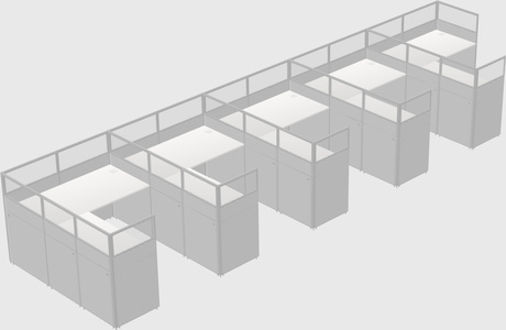 Shared l-shaped cubicle