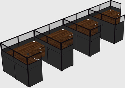 Shared l-shaped cubicle