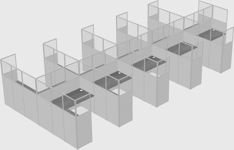 Shared l-shaped cubicle
