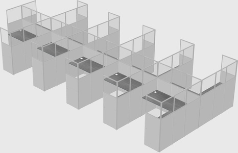 Shared l-shaped cubicle