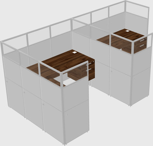 Shared l-shaped cubicle