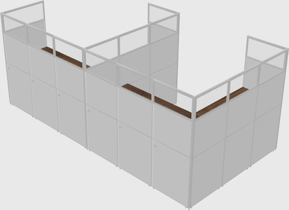 Shared l-shaped cubicle