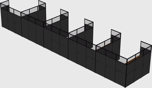 Shared l-shaped cubicle