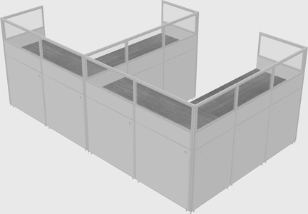 Shared l-shaped cubicle