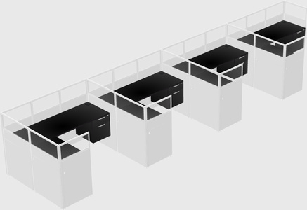 Shared l-shaped cubicle