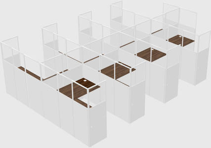 Shared l-shaped cubicle
