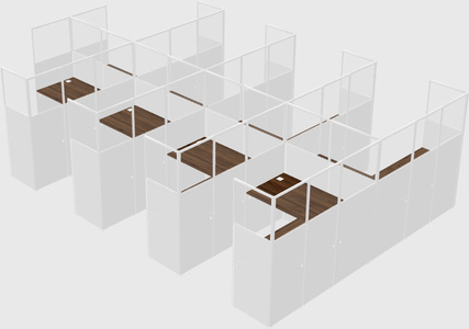 Shared l-shaped cubicle