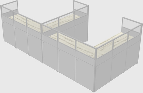 Shared l-shaped cubicle