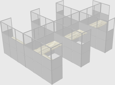 Shared l-shaped cubicle