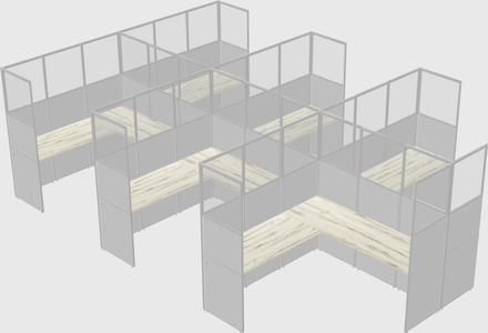 Shared l-shaped cubicle