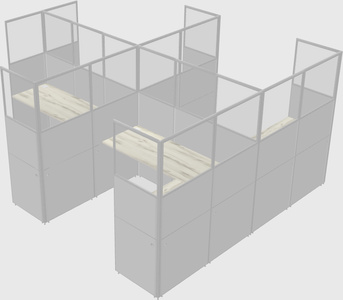 Shared l-shaped cubicle