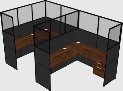 Shared l-shaped cubicle