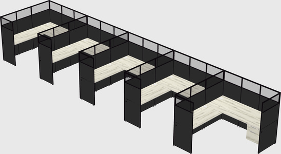 Shared l-shaped cubicle