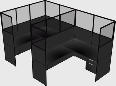 Shared l-shaped cubicle