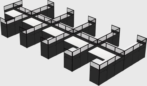 Shared l-shaped cubicle