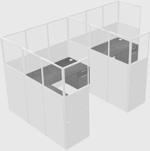 Shared l-shaped cubicle